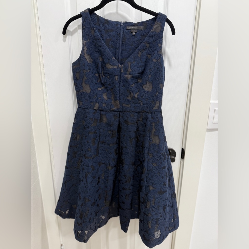 Maggie London Petite US6 Navy Blue Fit & Flare Dress